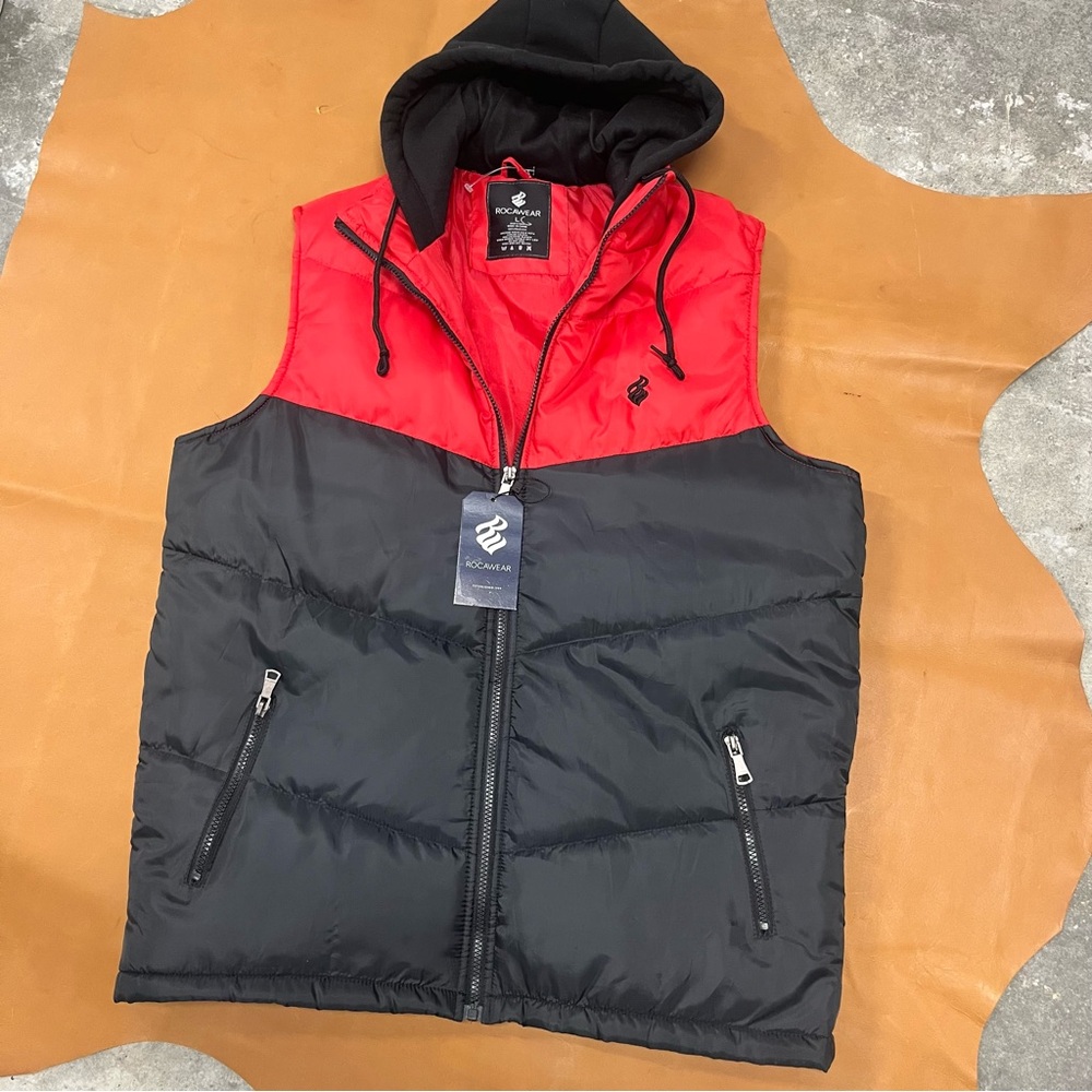 NWT Rocawear Red and Black Quilted Puffer Vest L